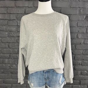 GAP Raglan Pullover Sweatshirt Size Large Heather Grey Oversized